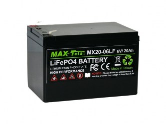 高效鋰電池 | 磷酸鋰鐵電池 | Efficient Lithium Battery  Maxtela 6V 20Ah LiFePO4 Battery MX20-06LF